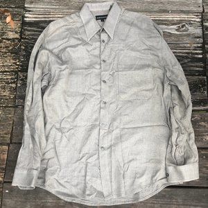 Herringbone Gray Button-Down Dress Shirt + Pockets